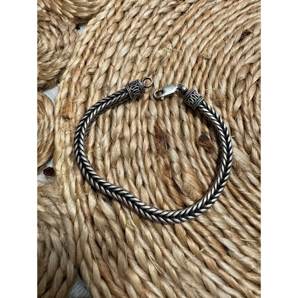 Suarti Bali 925 Sterling Silver Thick Foxtail Wheat Designer Bracelet 8" - Picture 2 of 6